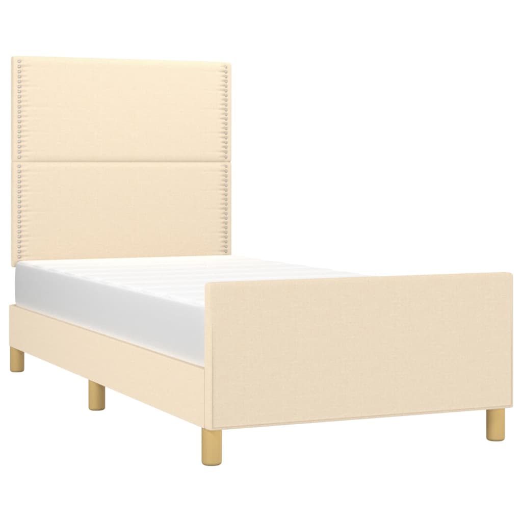 Okvir za krevet bez madraca krem 90x200cm od tkanine