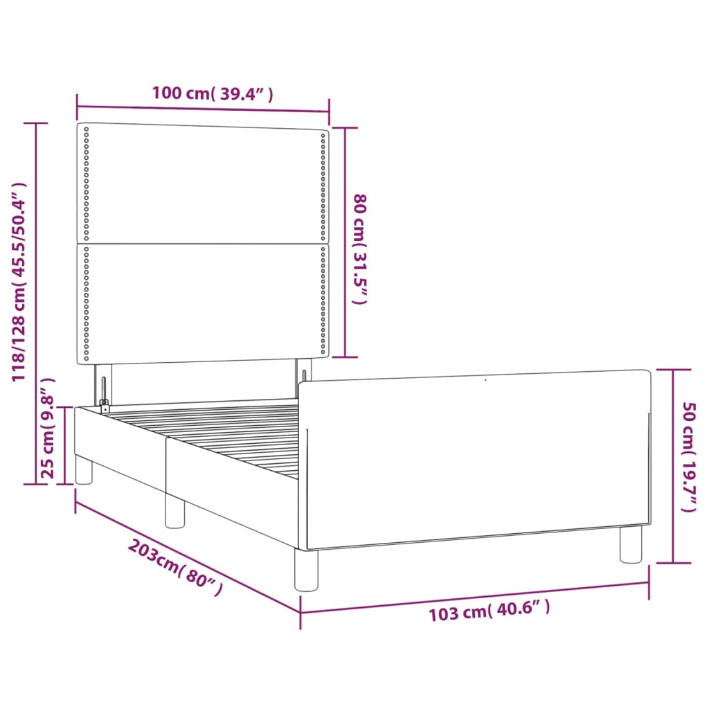 Okvir kreveta bez madraca svjetlosivi 100x200 cm od tkanine