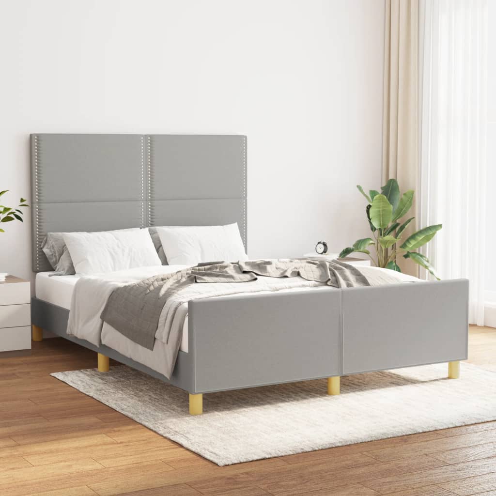 Okvir za krevet bez madraca svjetlosivi 140 x 190 cm od tkanine