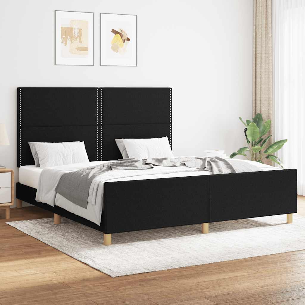 Okvir za krevet bez madraca crni 160x200 cm od tkanine