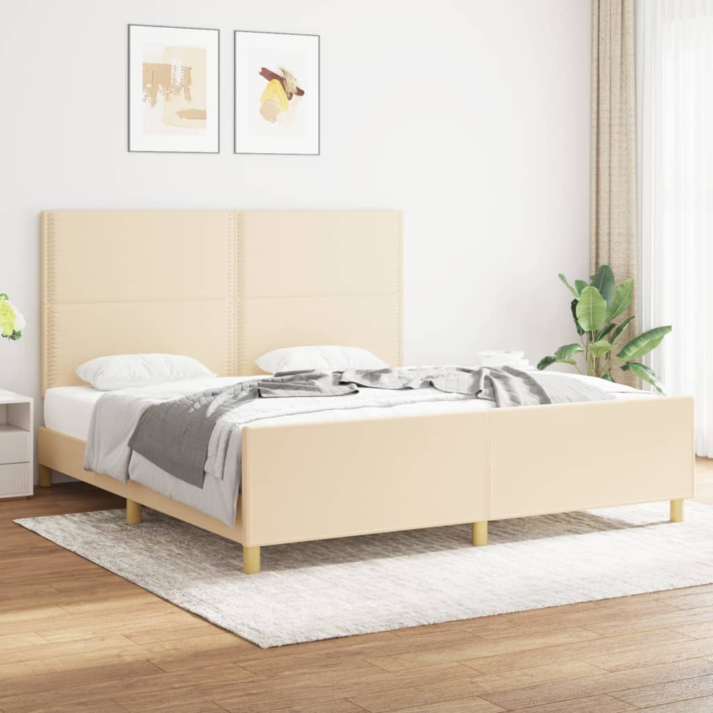 Okvir za krevet bez madraca krem 180 x 200 cm od tkanine