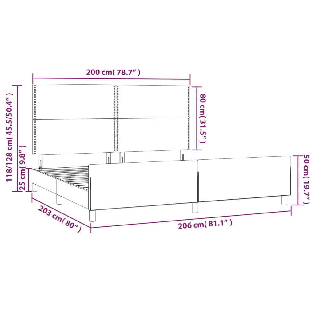 Okvir za krevet bez madraca smeđesivi 200x200 cm od tkanine
