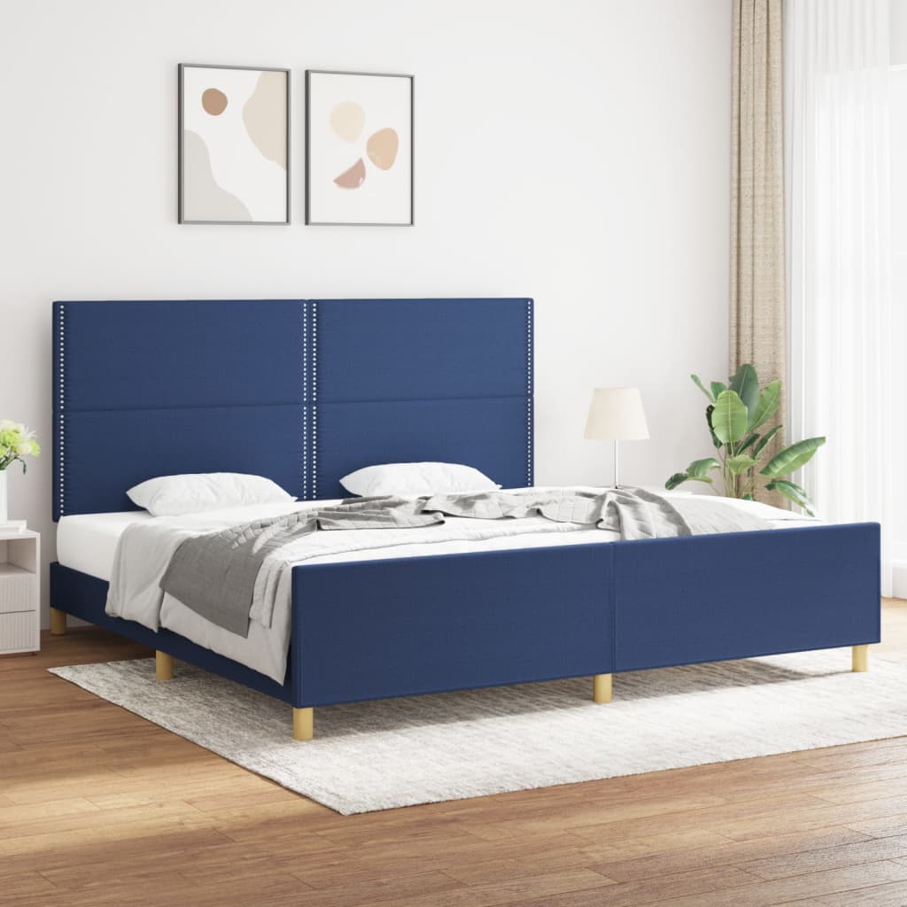 Okvir za krevet bez madraca plavi 200x200 cm od tkanine