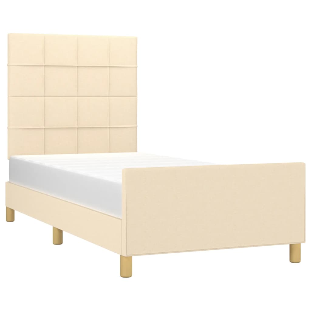 Okvir za krevet bez madraca krem 90x200cm od tkanine