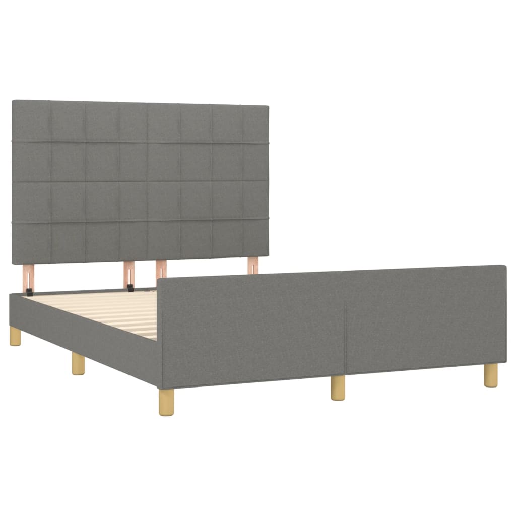 Okvir za krevet bez madraca tamnosivi 140 x 190 cm od tkanine