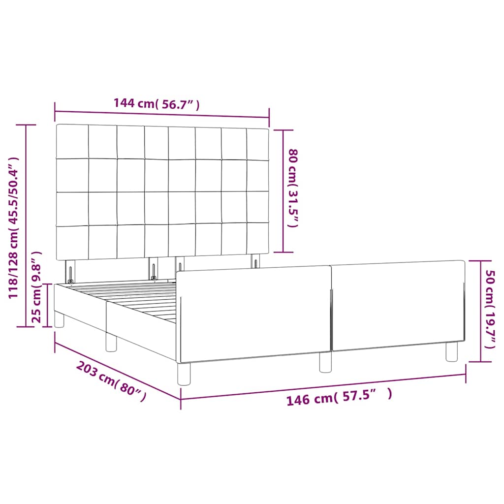 Okvir za krevet bez madraca crni 140x200 cm od tkanine