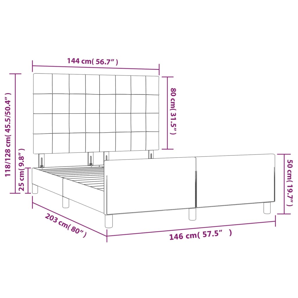 Okvir za krevet bez madraca plavi 140 x 200 cm od tkanine