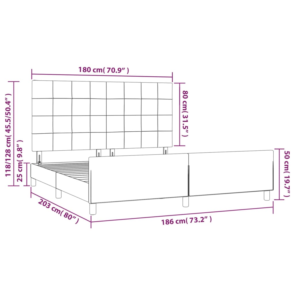 Okvir za krevet bez madraca plavi 180x200 cm od tkanine
