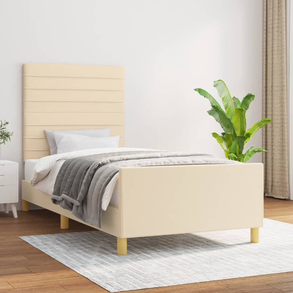 Okvir za krevet bez madraca krem 90x190cm od tkanine