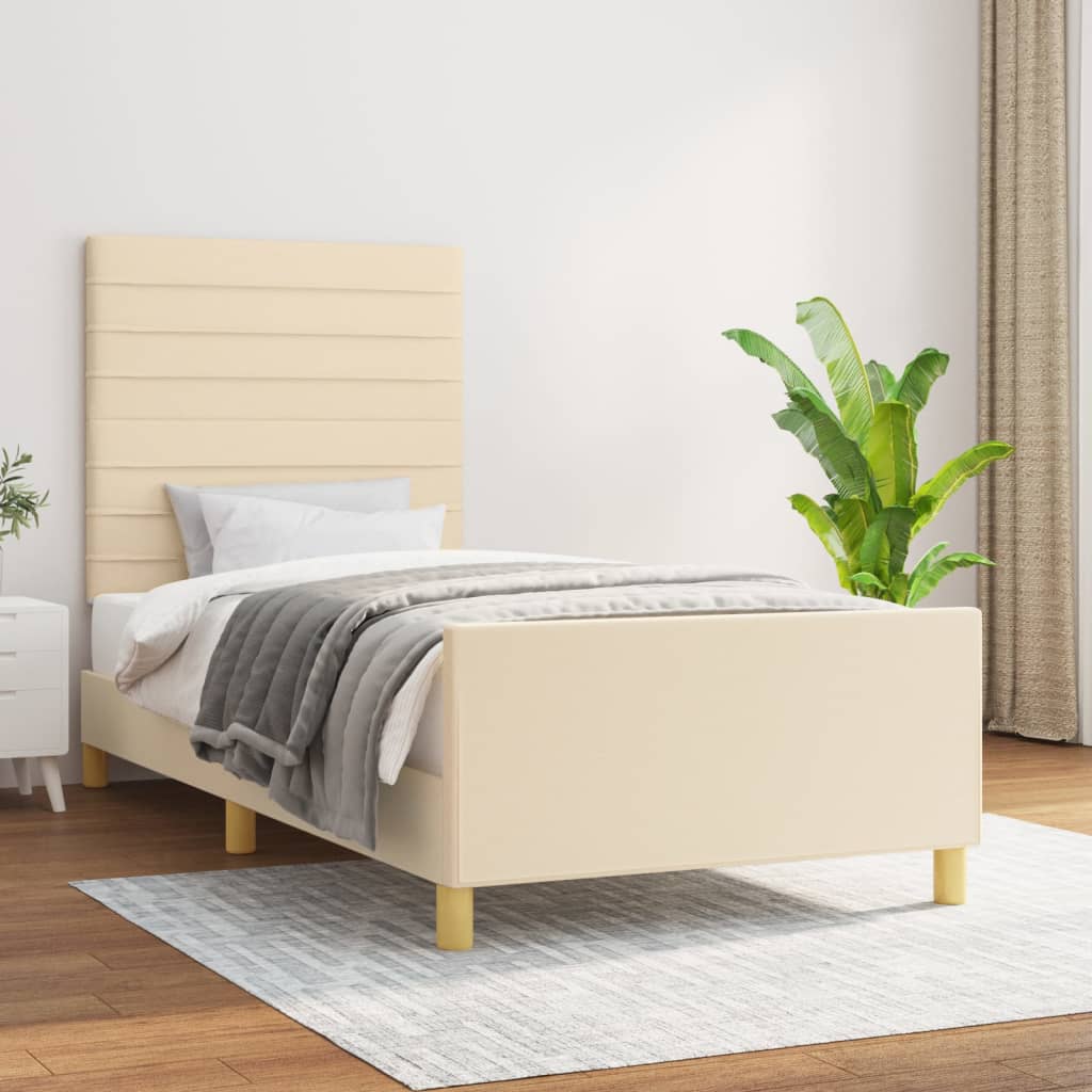 Okvir za krevet bez madraca krem 90x200cm od tkanine