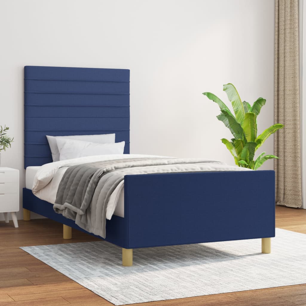 Okvir za krevet bez madraca plava 90x200cm od tkanine
