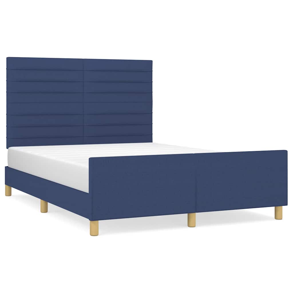 Okvir za krevet bez madraca plavi 140 x 200 cm od tkanine