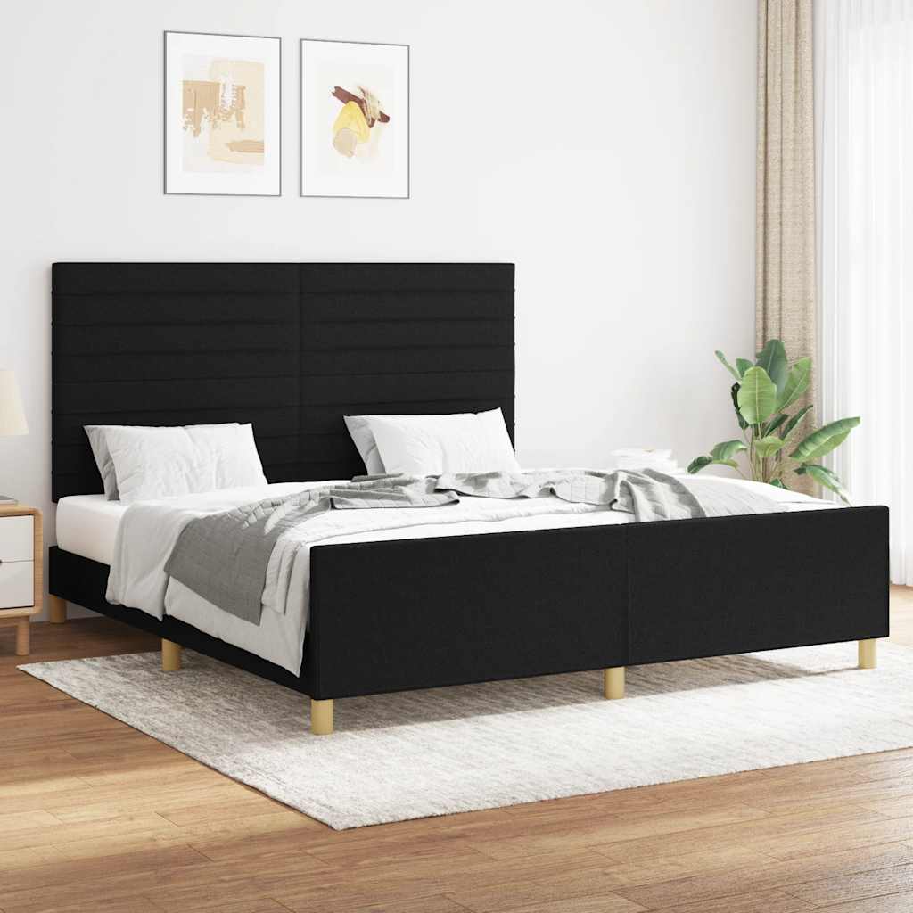 Okvir za krevet bez madraca crni 160x200 cm od tkanine