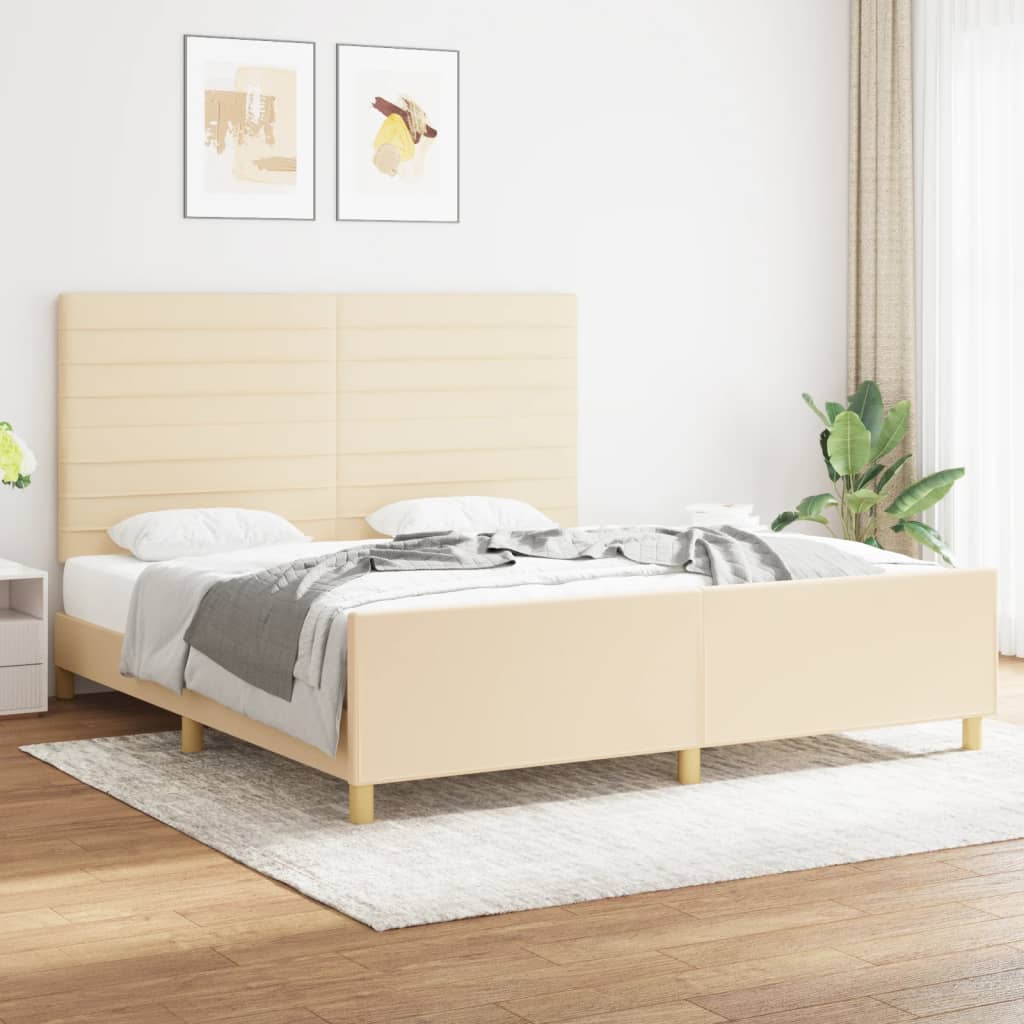 Okvir za krevet bez madraca krem 180 x 200 cm od tkanine