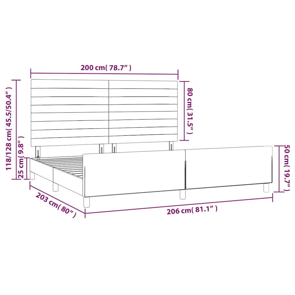 Okvir za krevet bez madraca crni 200x200 cm od tkanine