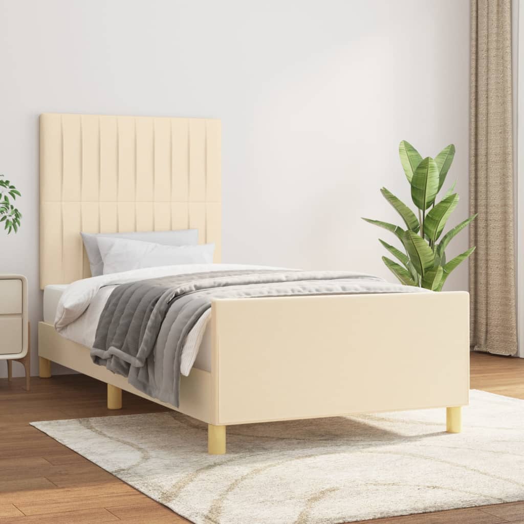 Okvir za krevet bez madraca krem 90x190cm od tkanine