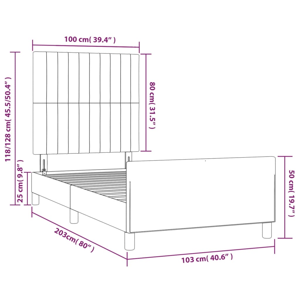Okvir za krevet bez madraca tamnosmeđi 100x200 cm od tkanine