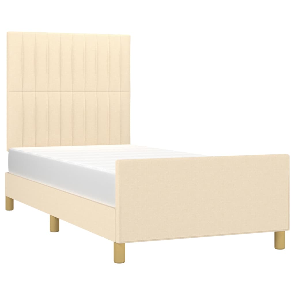 Okvir za krevet bez madraca krem 100 x 200 cm od tkanine