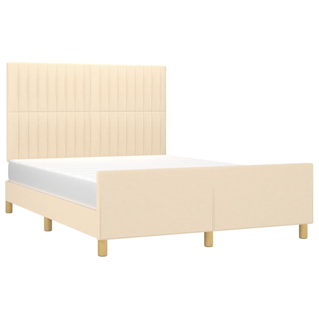 Okvir za krevet bez madraca krem 140 x 190 cm od tkanine
