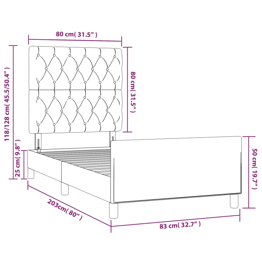 Okvir za krevet bez madraca plava 80x200cm od tkanine
