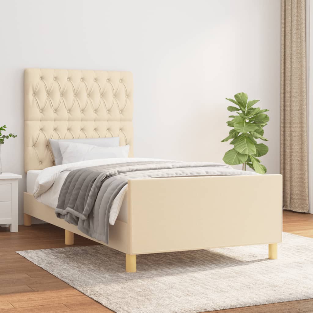 Okvir za krevet bez madraca krem 90x200cm od tkanine