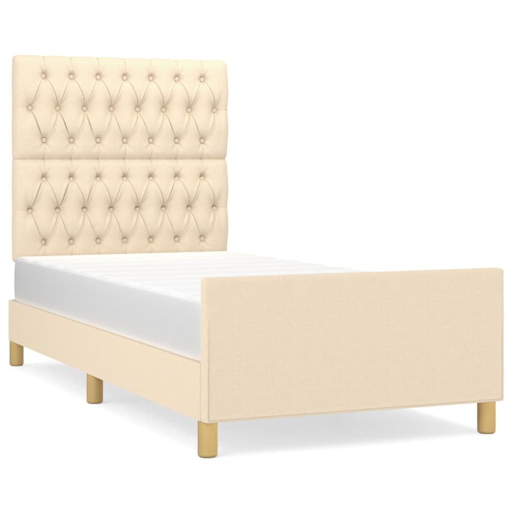 Okvir za krevet bez madraca krem 100 x 200 cm od tkanine