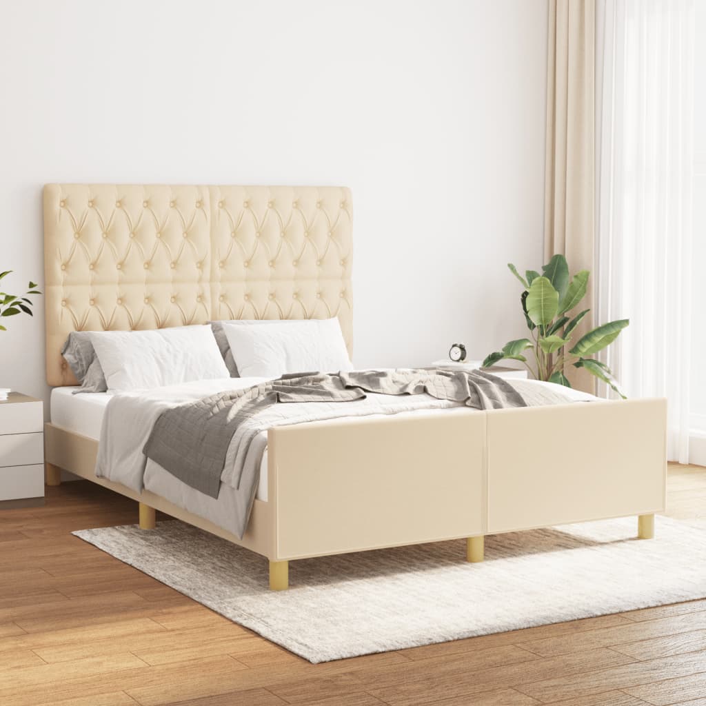 Okvir za krevet bez madraca krem 140 x 190 cm od tkanine