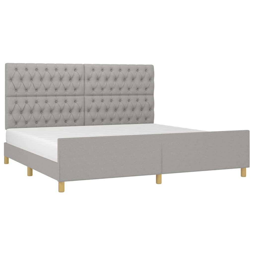 Okvir za krevet s uzglavljem svjetlosivi 200x200 cm od tkanine