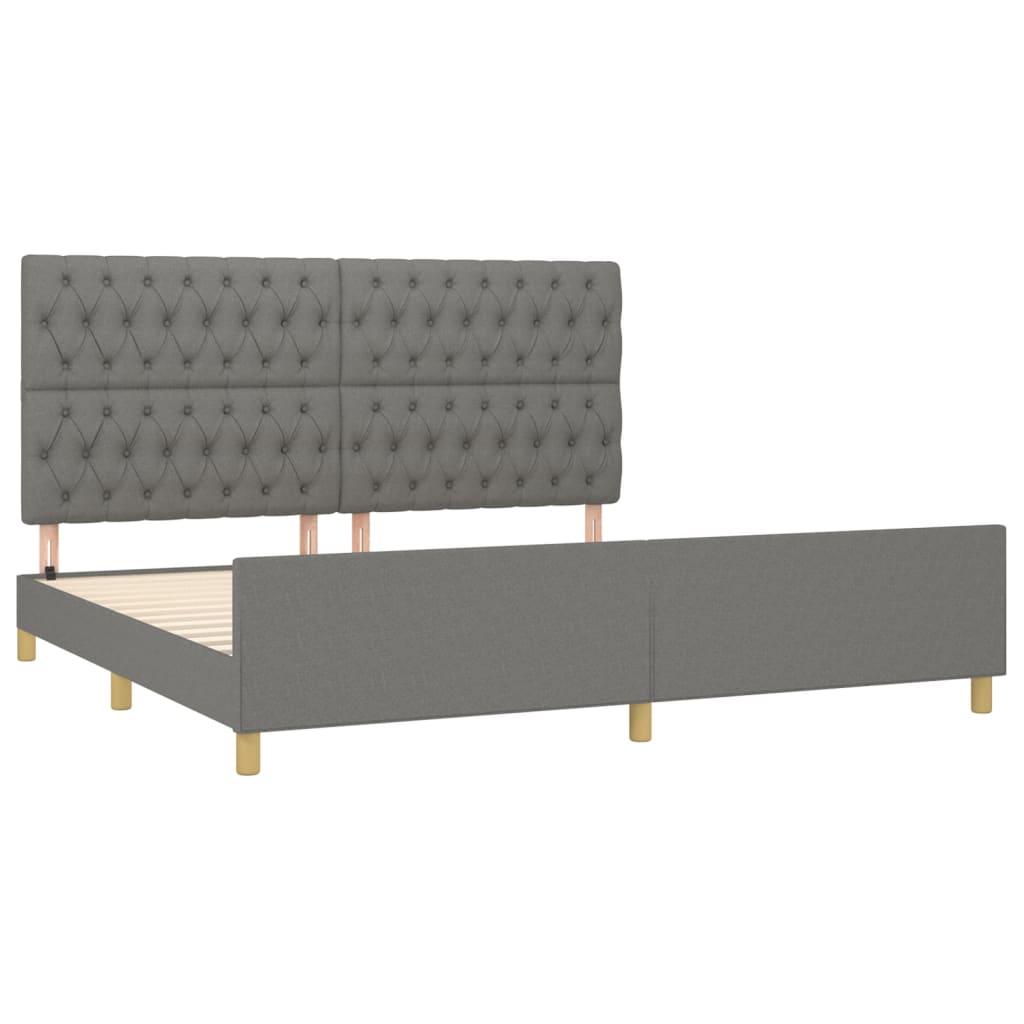 Okvir za krevet s uzglavljem tamnosivi 200 x 200 cm od tkanine