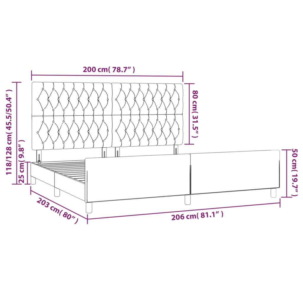 Okvir za krevet s uzglavljem tamnosmeđi 200x200 cm od tkanine