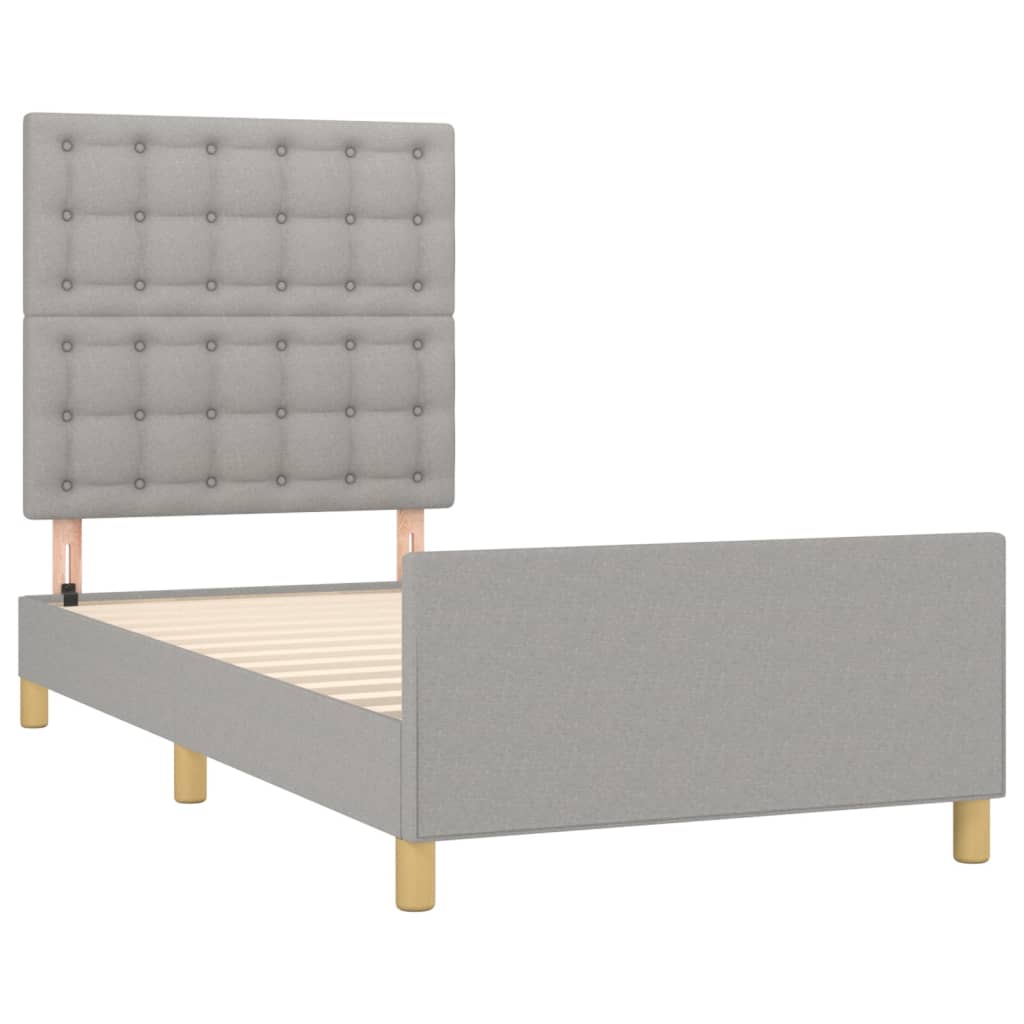 Okvir za krevet s uzglavljem svjetlosivi 80 x 200 cm od tkanine