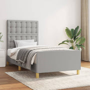 Okvir za krevet s uzglavljem svjetlosivi 80 x 200 cm od tkanine