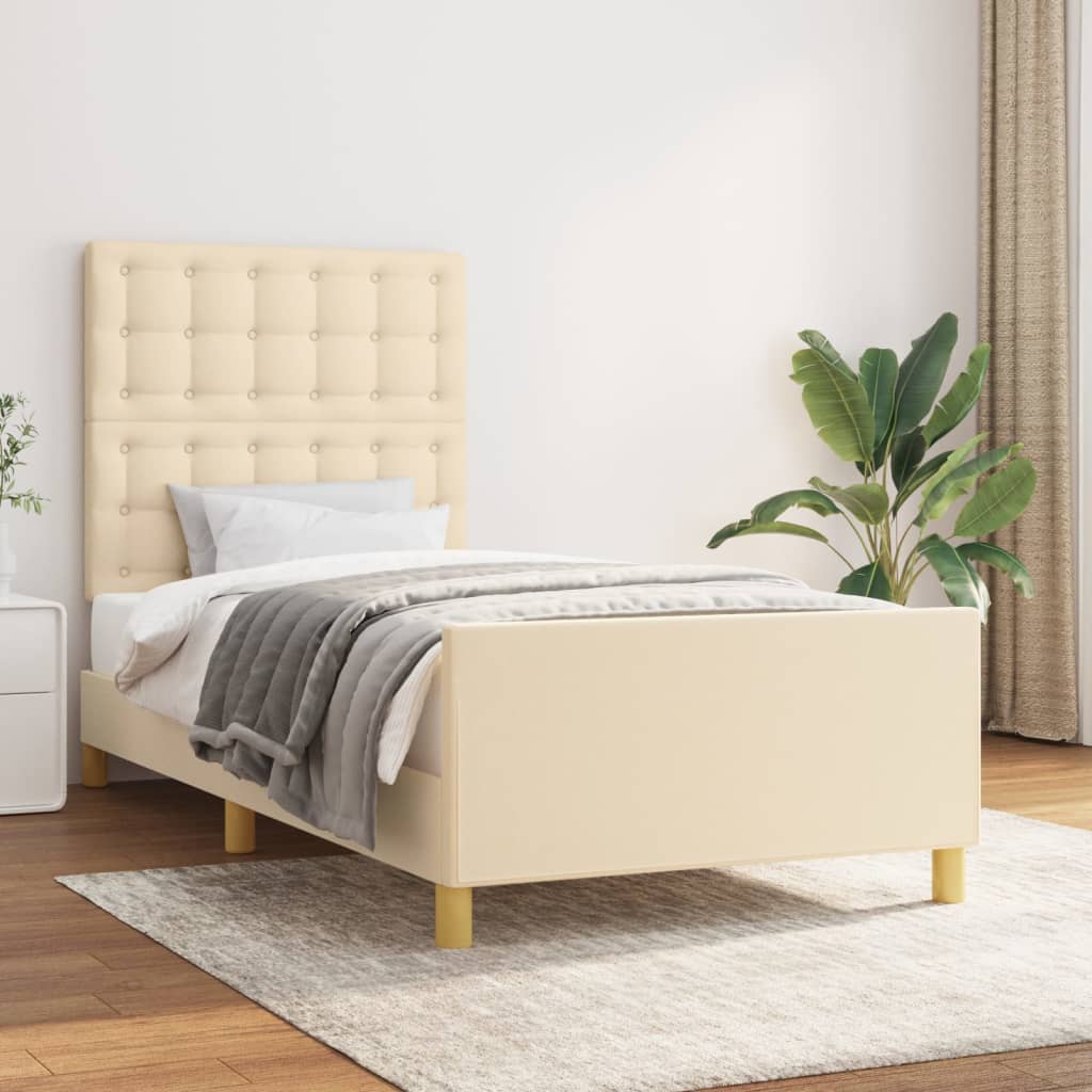 Okvir za krevet s uzglavljem krem 80x200 cm od tkanine