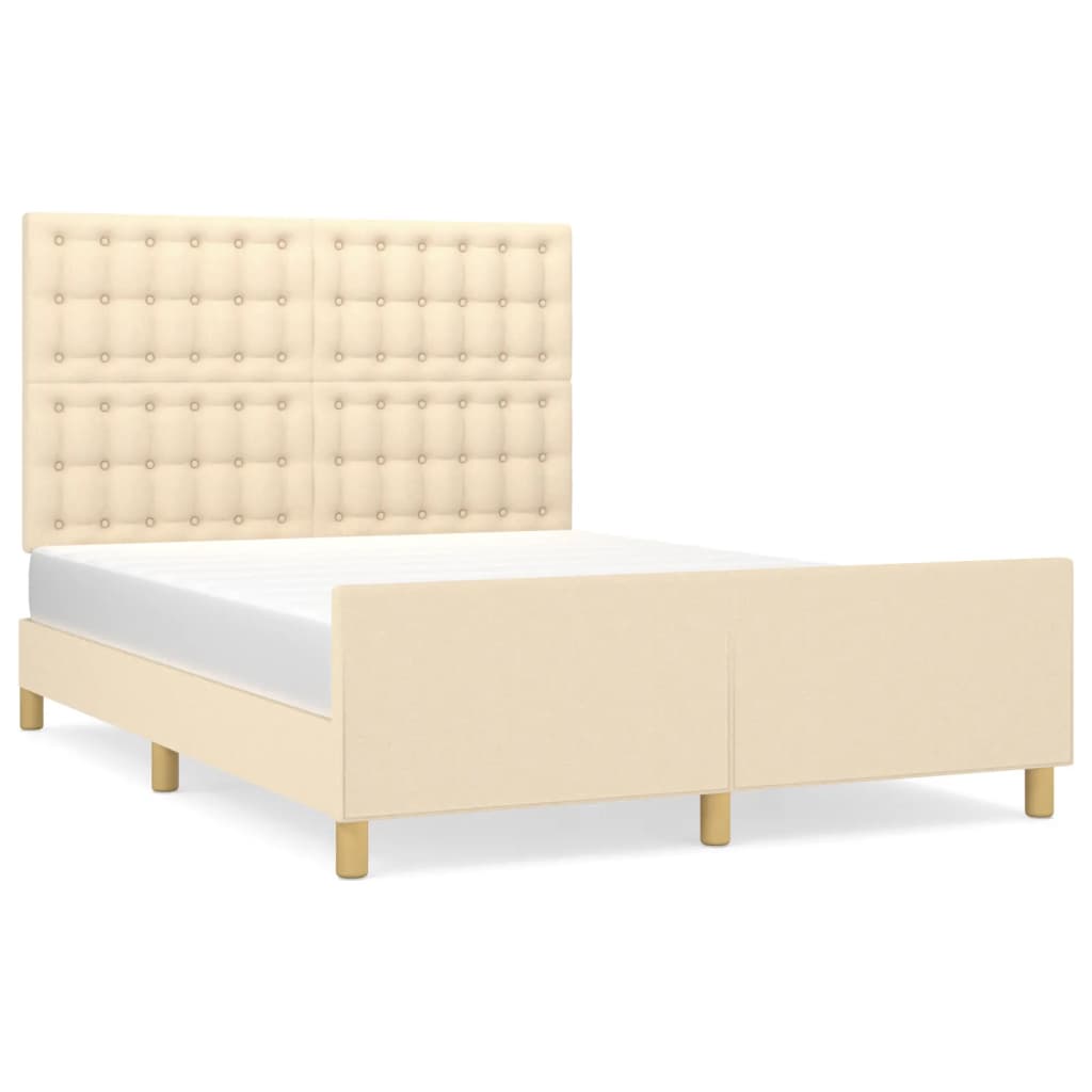 Okvir za krevet bez madraca krem 140 x 190 cm od tkanine