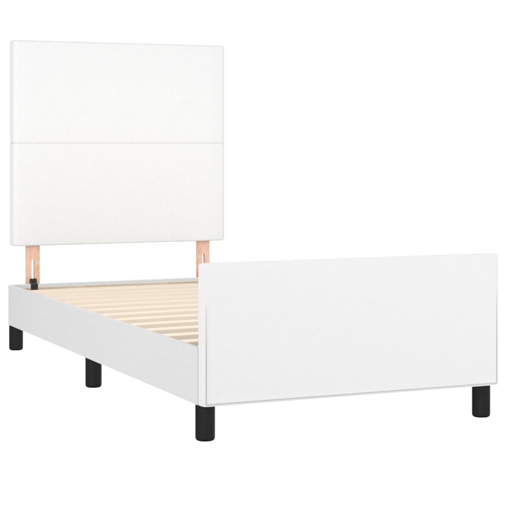 Okvir za krevet s uzglavljem bijeli 90x190 cm od umjetne kože
