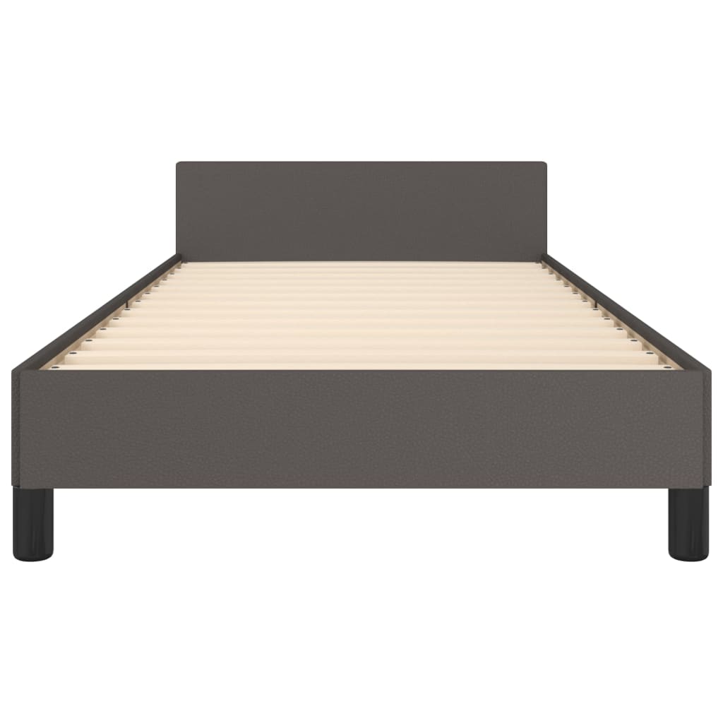 Okvir za krevet s uzglavljem sivi 90x190 cm od umjetne kože