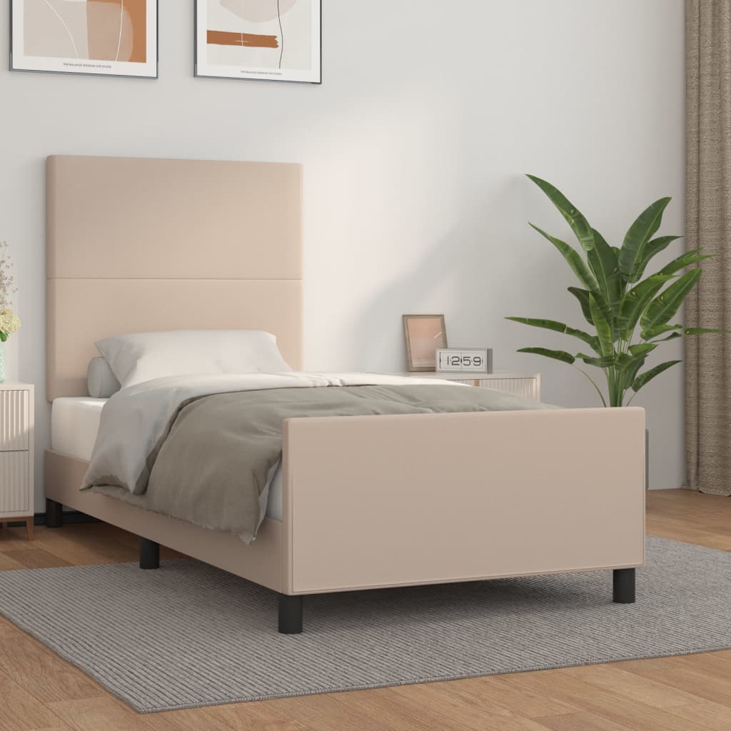Okvir za krevet s uzglavljem cappuccino 90x190 cm umjetna koža