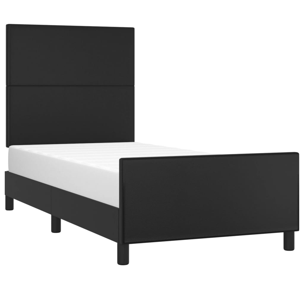Okvir za krevet s uzglavljem crni 90x200 cm od umjetne kože
