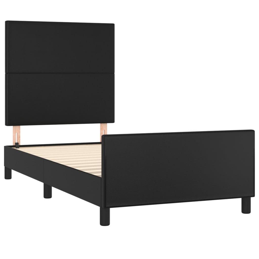 Okvir za krevet s uzglavljem crni 90x200 cm od umjetne kože