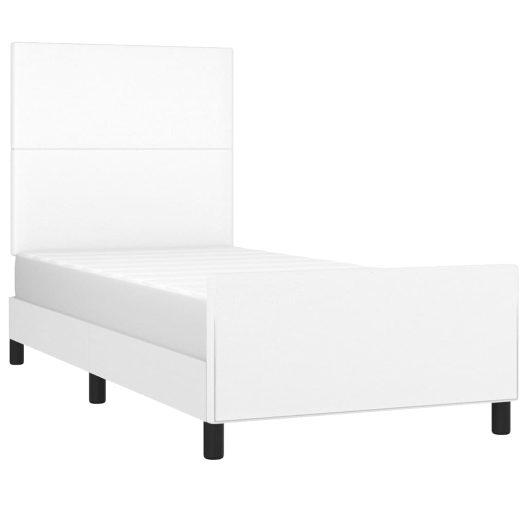Okvir za krevet s uzglavljem bijela 90x200 cm od umjetne kože
