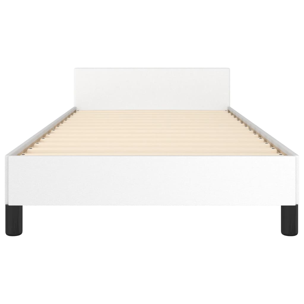 Okvir za krevet s uzglavljem bijela 90x200 cm od umjetne kože