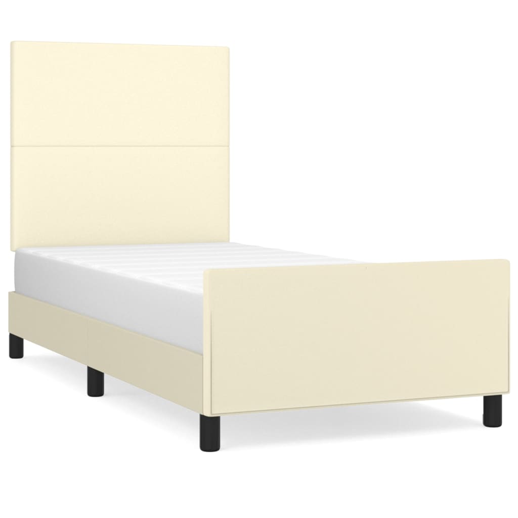 Okvir za krevet s uzglavljem krem 90x200 cm od umjetne kože