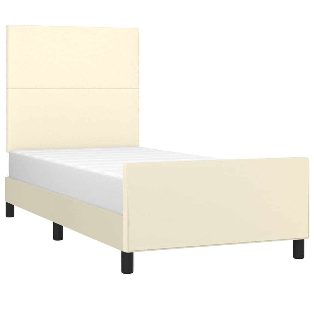 Okvir za krevet s uzglavljem krem 90x200 cm od umjetne kože