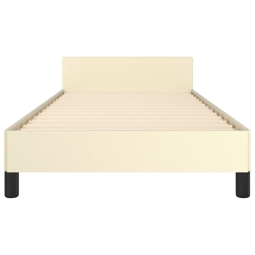 Okvir za krevet s uzglavljem krem 90x200 cm od umjetne kože