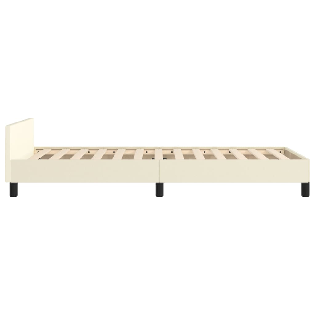 Okvir za krevet s uzglavljem krem 90x200 cm od umjetne kože