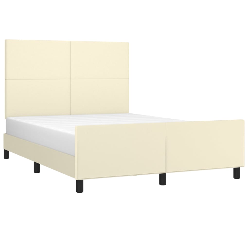 Okvir za krevet s uzglavljem krem 140x190 cm od umjetne kože