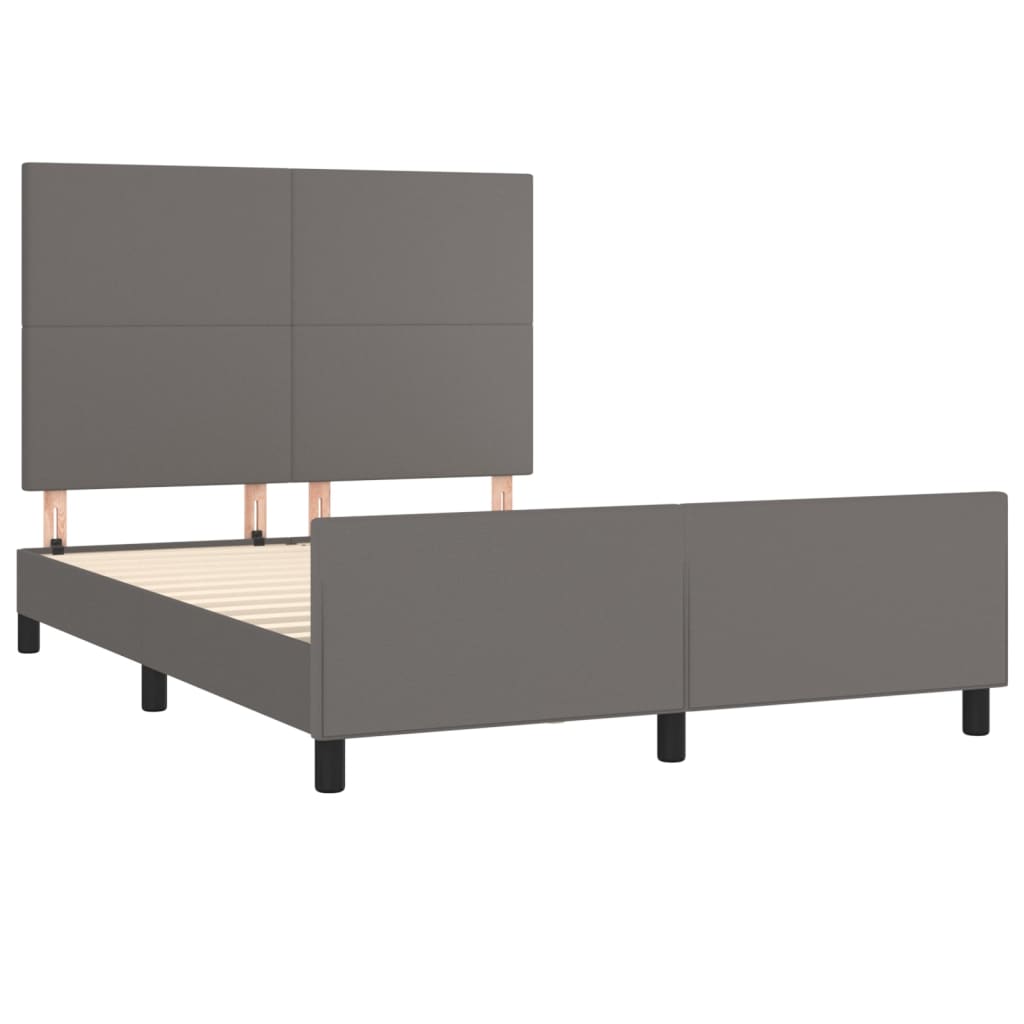 Okvir za krevet s uzglavljem sivi 140x190 cm od umjetne kože