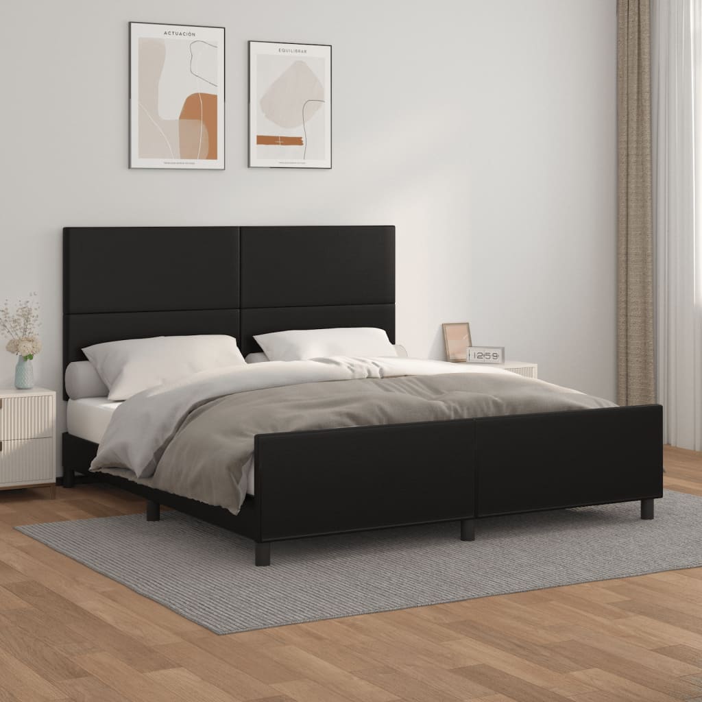 Okvir za krevet s uzglavljem crni 160x200 cm od umjetne kože