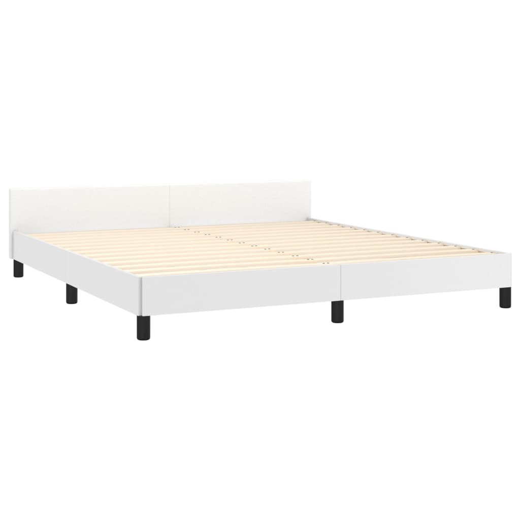 Okvir za krevet s uzglavljem bijeli 160x200 cm od umjetne kože