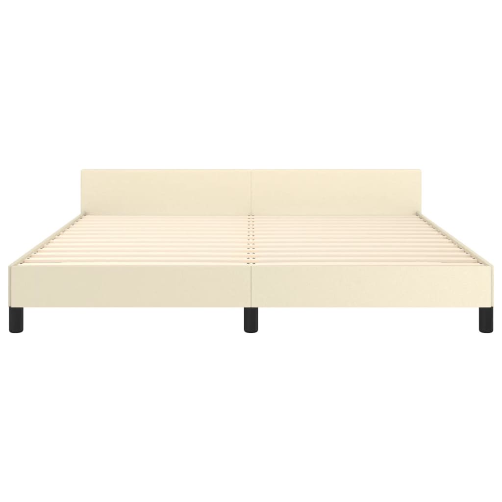 Okvir za krevet s uzglavljem krem 160x200 cm od umjetne kože